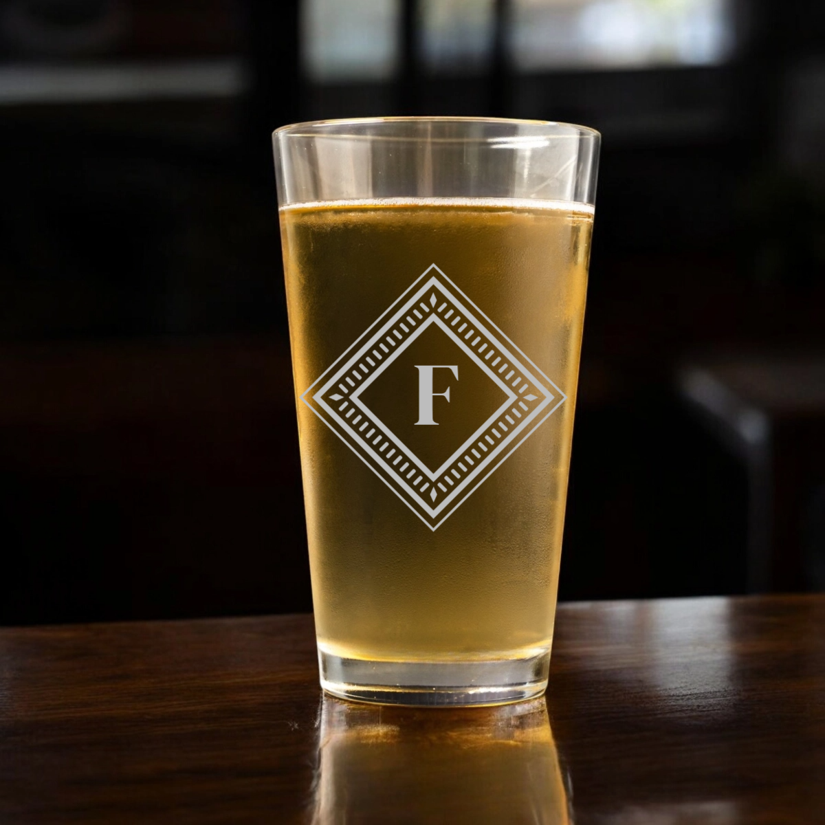 Engraved pint glass Reserve Collection design groomsmen gift view 1