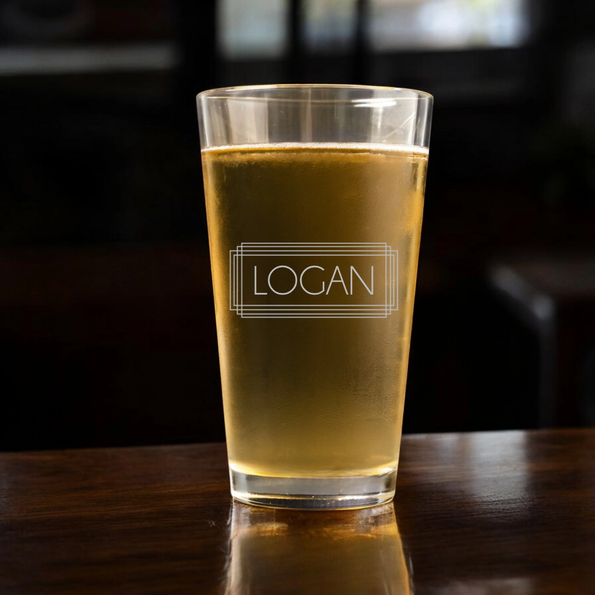 Custom Reserve engraved pint glass groomsmen gift design view 4