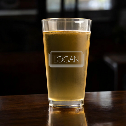 Custom Reserve engraved pint glass groomsmen gift design view 4