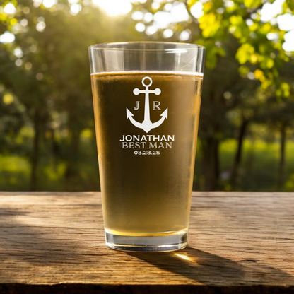 Engraved Pint Glass - Wedding designs