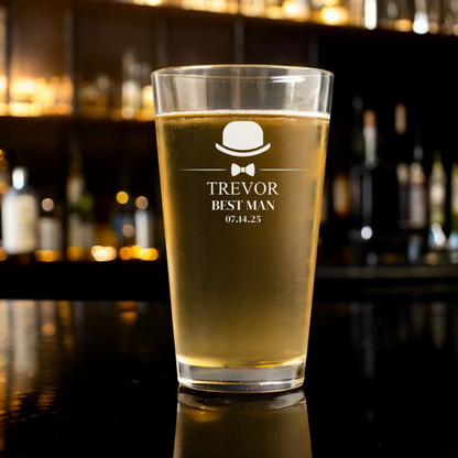 Engraved Pint Glass - Wedding designs