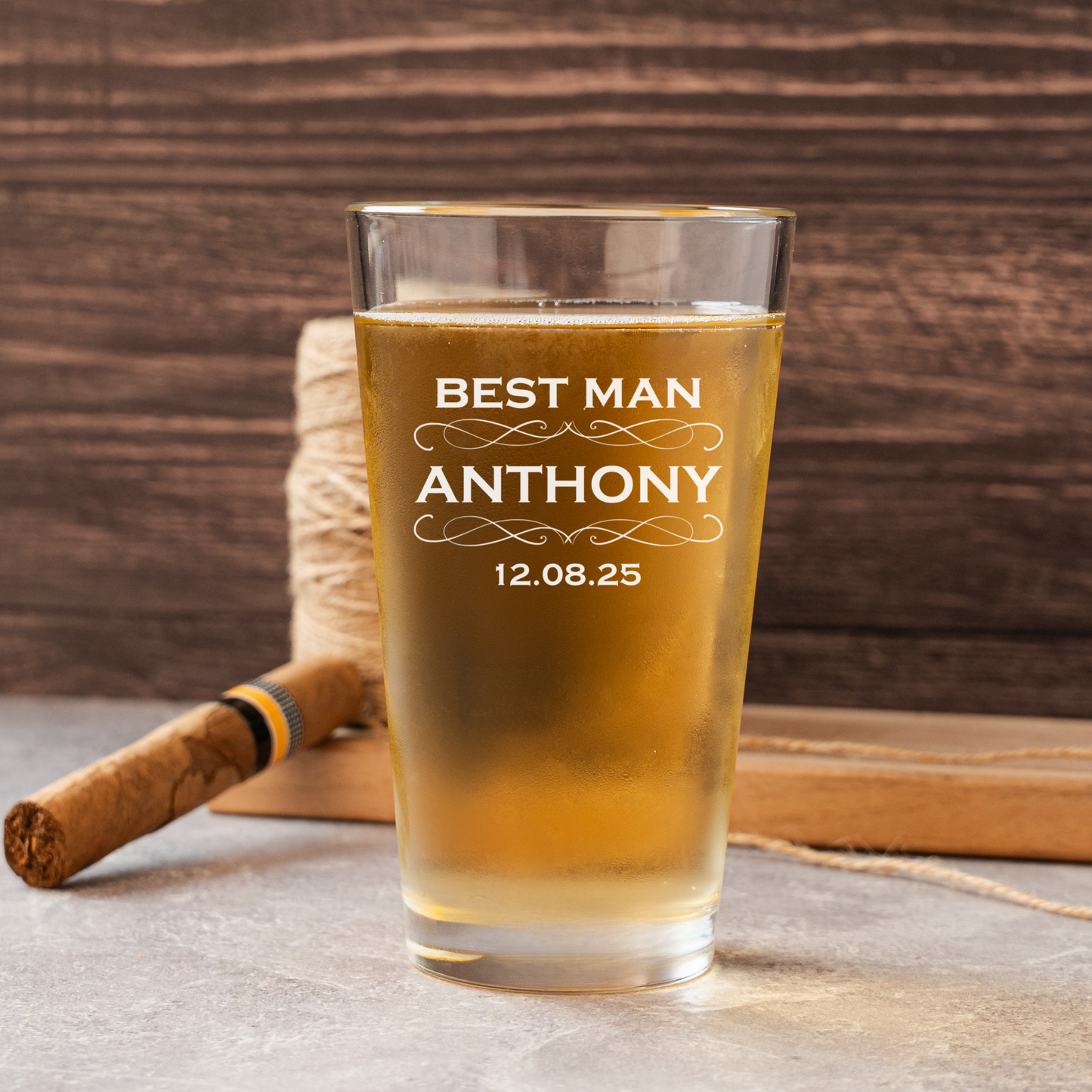 Engraved Pint Glass - Wedding designs