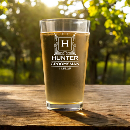 Engraved Pint Glass - Wedding designs