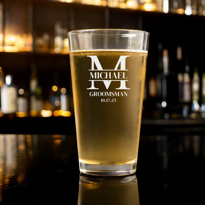 Engraved Pint Glass - Wedding designs