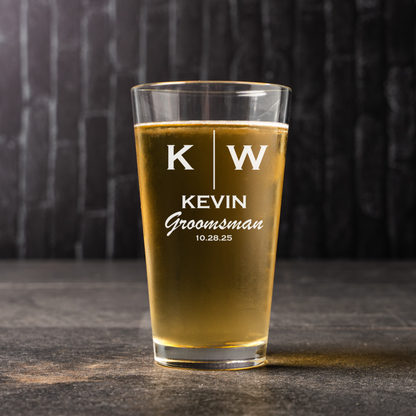 Engraved Pint Glass - Wedding designs
