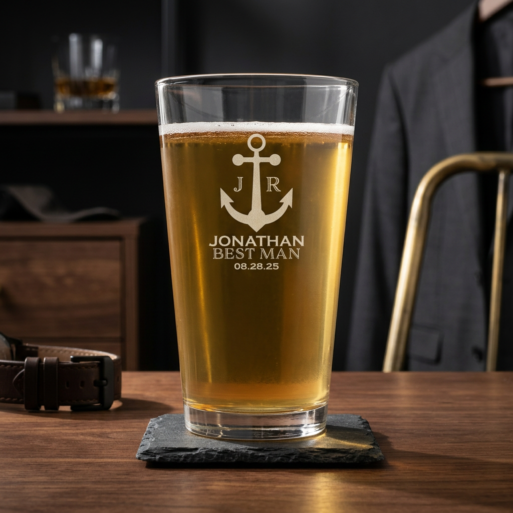 Engraved Pint Glass - Wedding designs