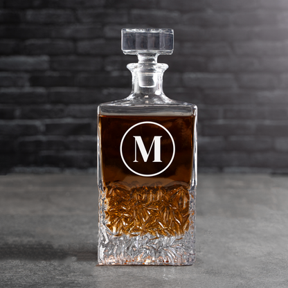 Groomsmen Set of 5 Engraved Square 24oz. Whiskey Decanters