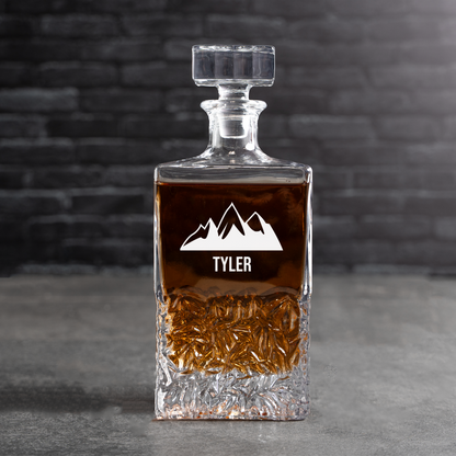 Groomsmen Set of 5 Engraved Square 24oz. Whiskey Decanters