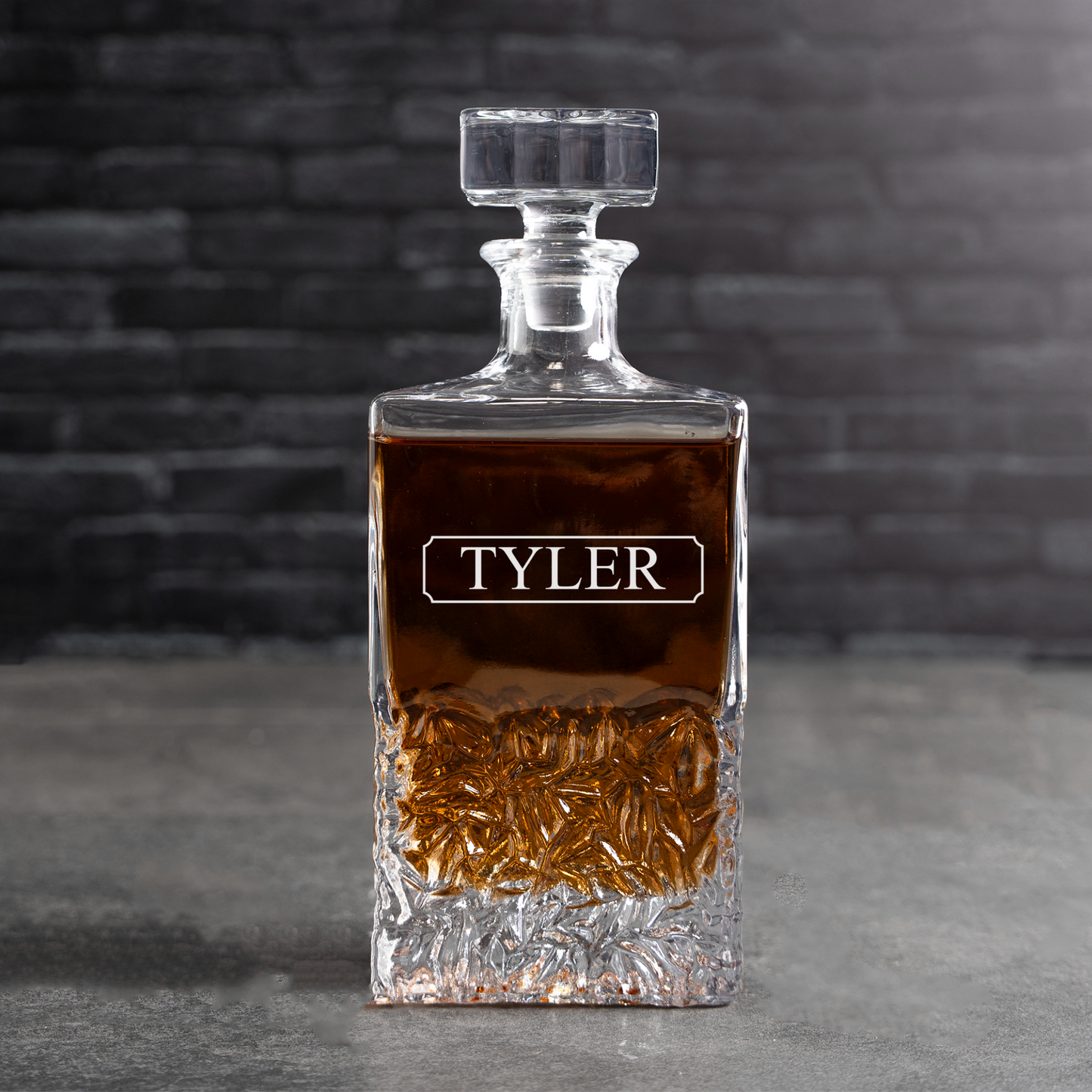 Groomsmen Set of 5 Engraved Square 24oz. Whiskey Decanters