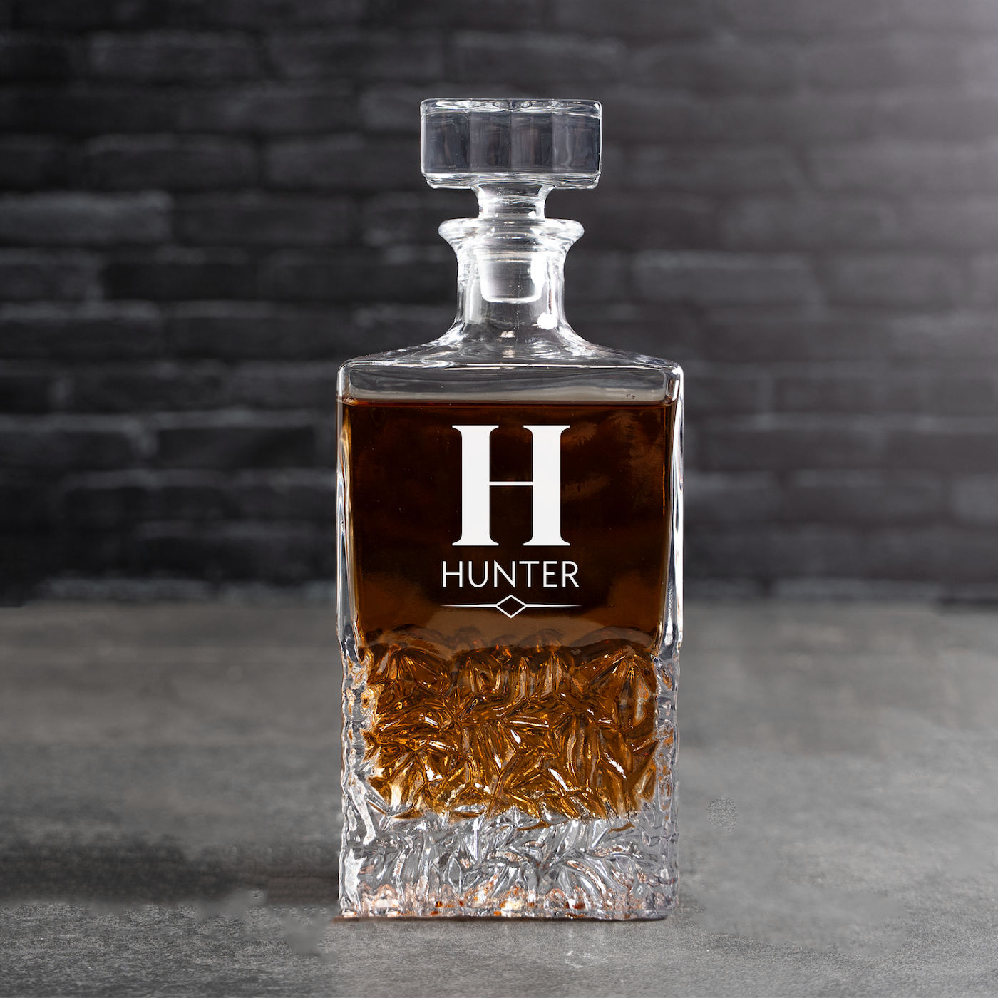 Engraved square decanter with stopper Father's Day gift