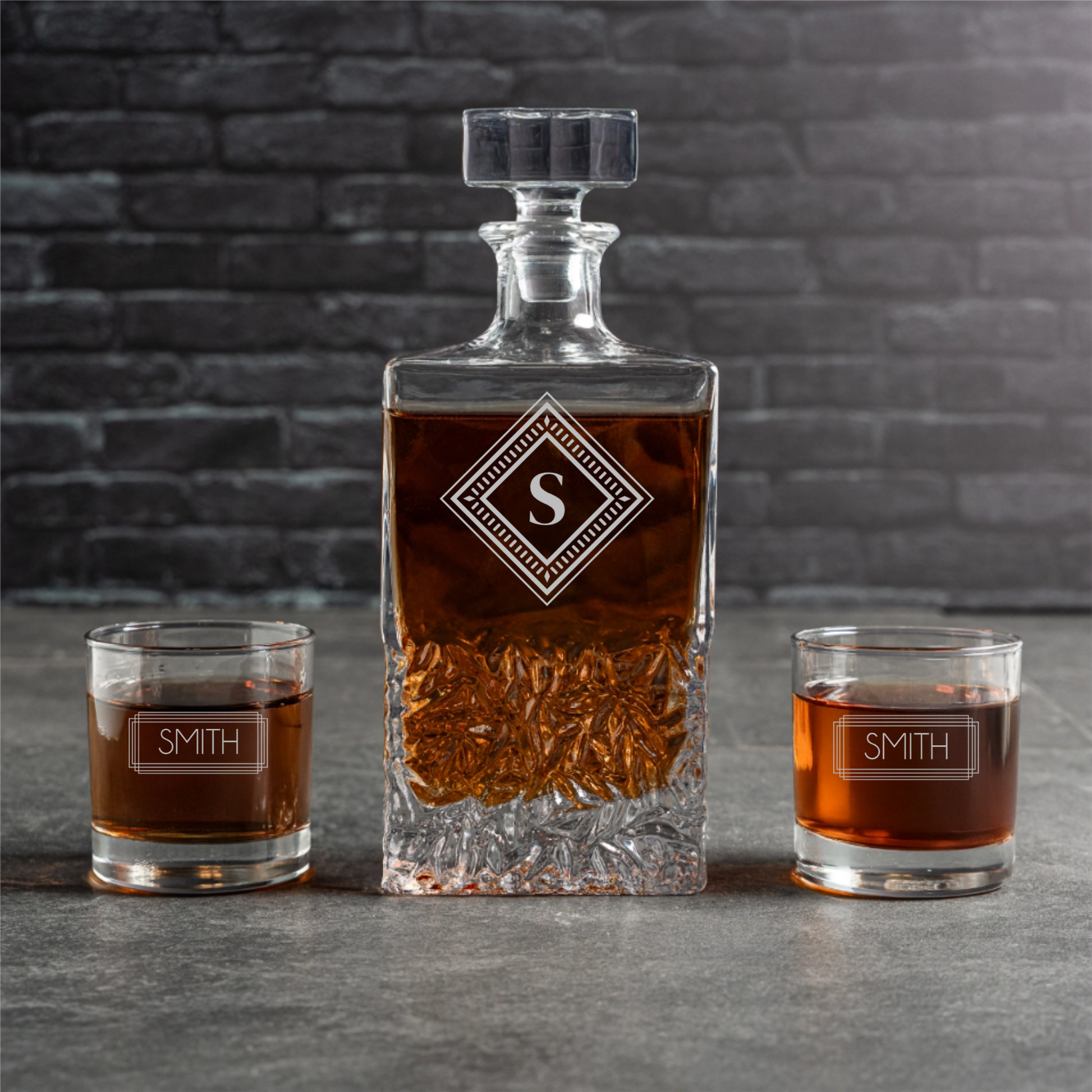 Personalized Square Decanter Set Signature Collection - groomsmen gift