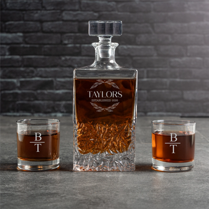 Premium signature decanter and glasses groomsman proposal gift