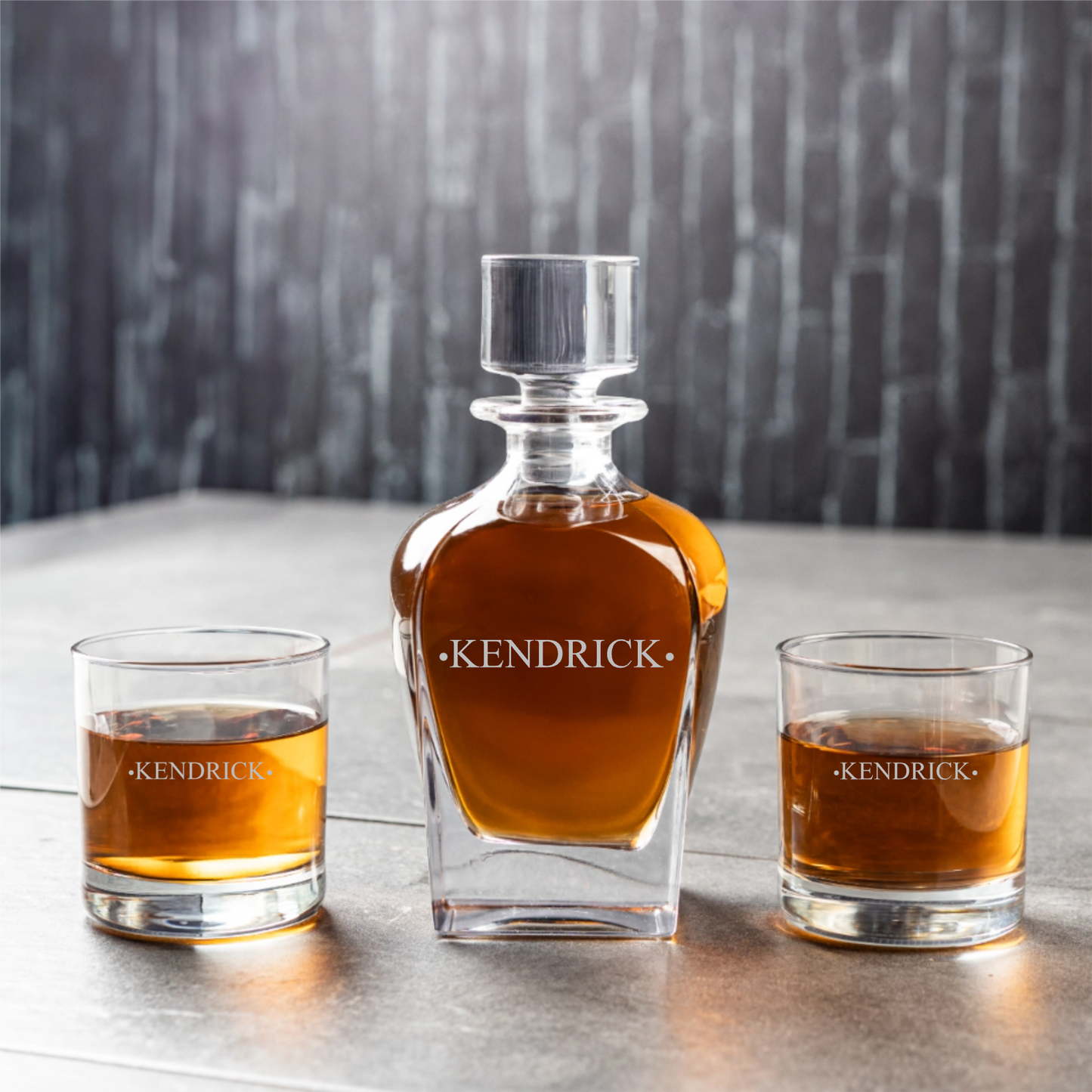 Engraved Tapered Decanter Set with Whiskey Glasses - Reserve Collection