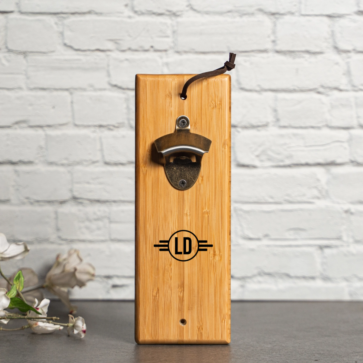 Custom engraved wall mount bottle opener best man housewarming gift view 3