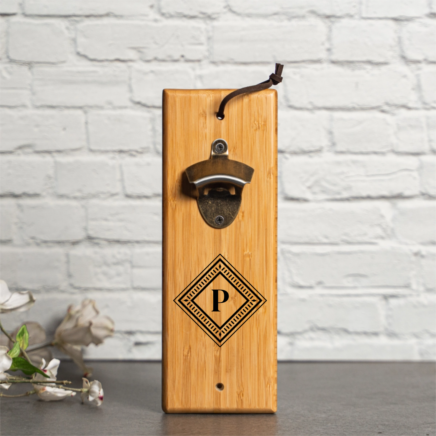Reserve Collection bamboo wall mount bottle opener best man gift view 1