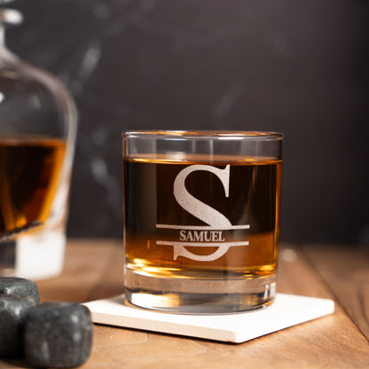 Custom etched whiskey glass groomsman gift box add-on