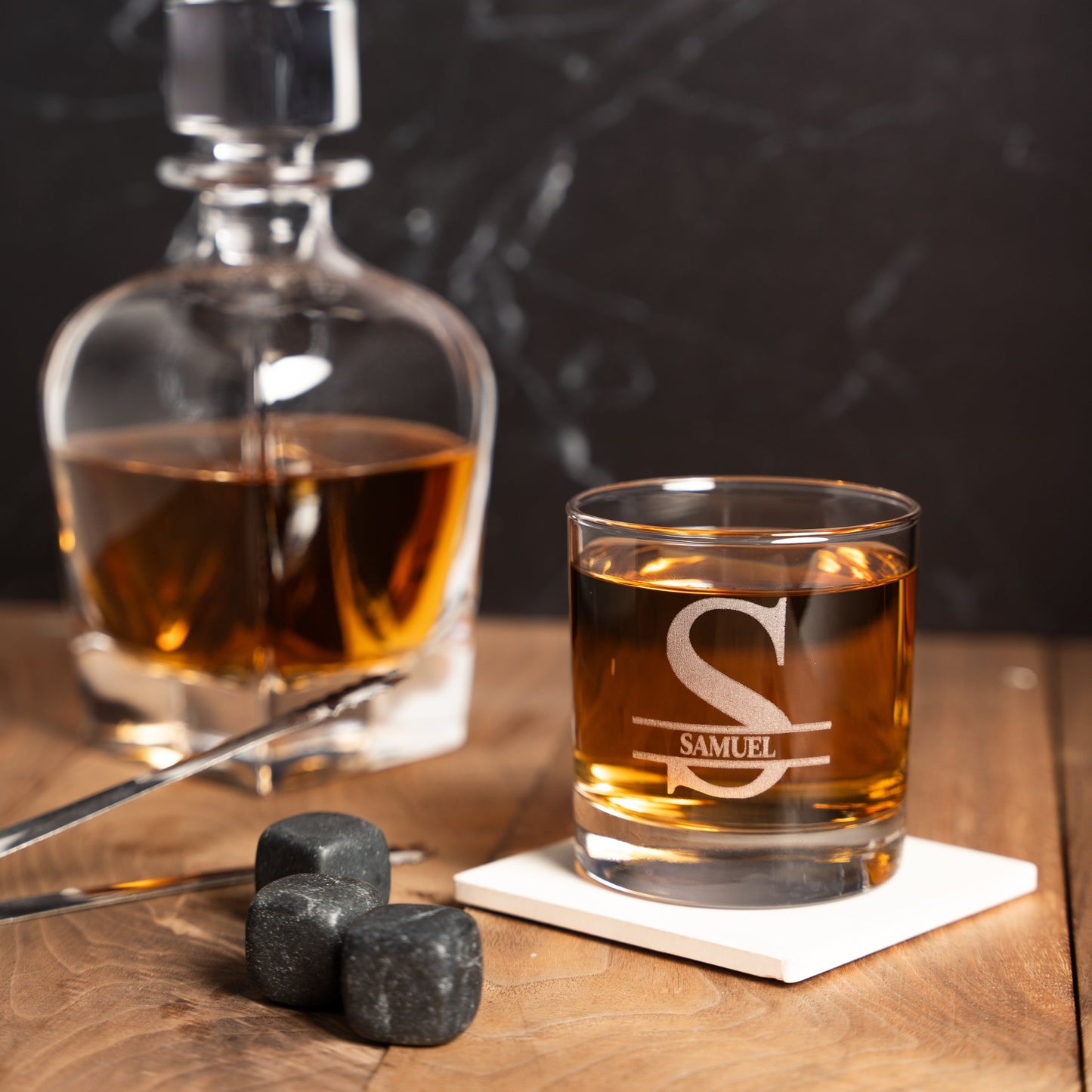 Personalized whiskey glass for groomsmen wedding party