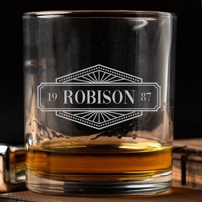 Personalized lowball whiskey glass groomsman proposal gift