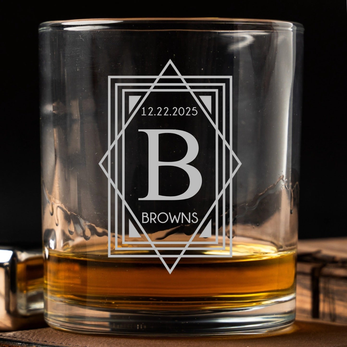 Engraved whiskey glass monogram bachelor party gift for him