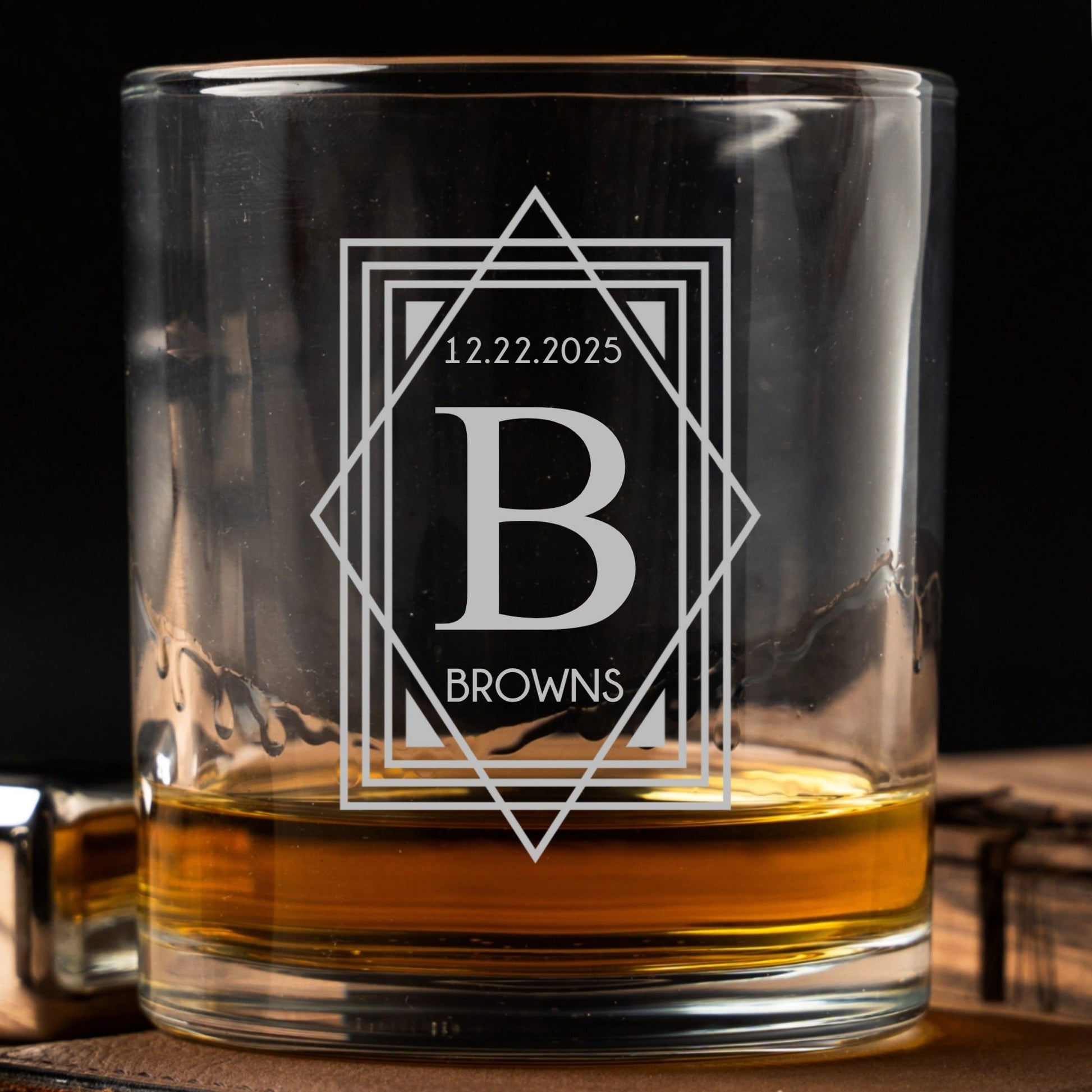 Engraved whiskey glass monogram bachelor party gift for him
