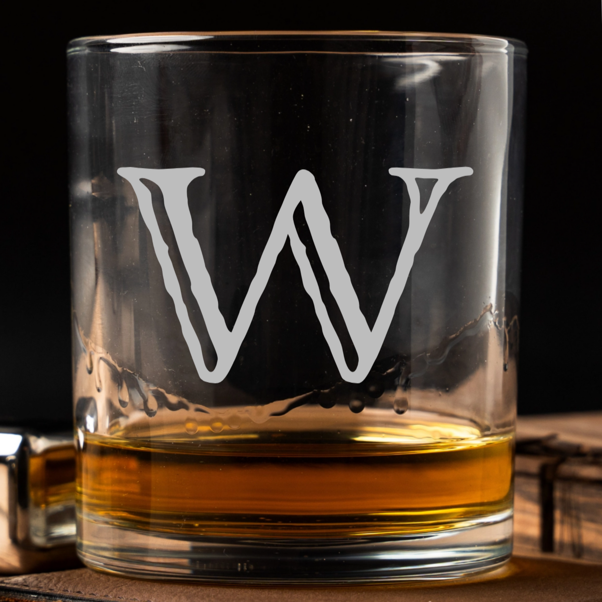 Engraved whiskey glass design detail birthday gift for him