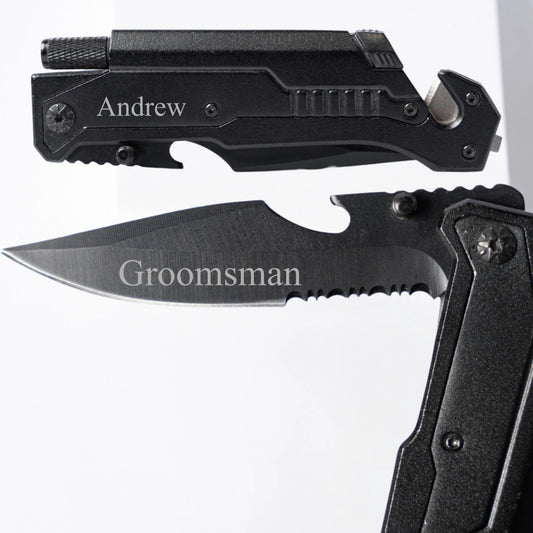 Personalized Knife with Flashlight - engraved groomsmen gift for him