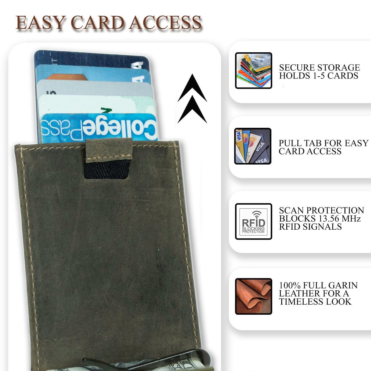 Leather Money Clip Bifold - Slim EDC Carry