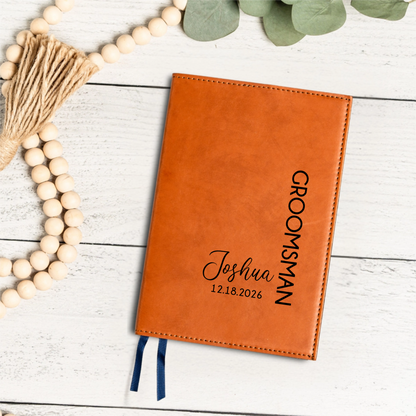 Personalized Leather Journal with Name - Groomsmen, Bridesmaids, Best Man