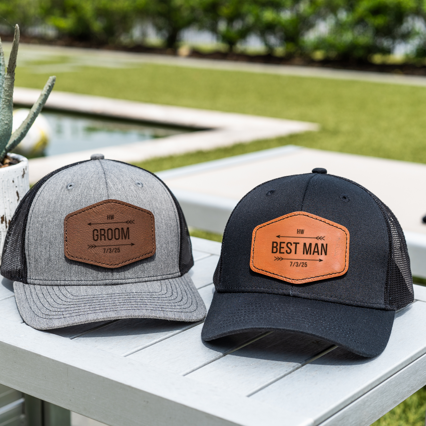 Personalized Groom & Groomsmen Hats Leather Patch - groomsmen gift