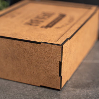 Custom engraved gift box with black tissue paper for groomsmen