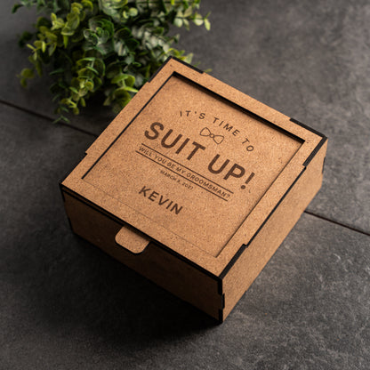 Wooden engraved groomsmen box bulk wedding party gift