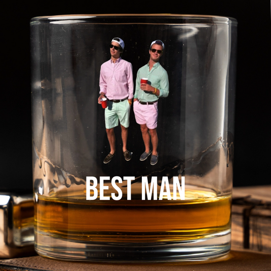 Personalized Groomsmen Photo Whiskey Glasses - custom wedding party gift