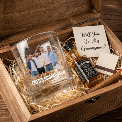 Personalized Groomsmen Photo Whiskey Glasses