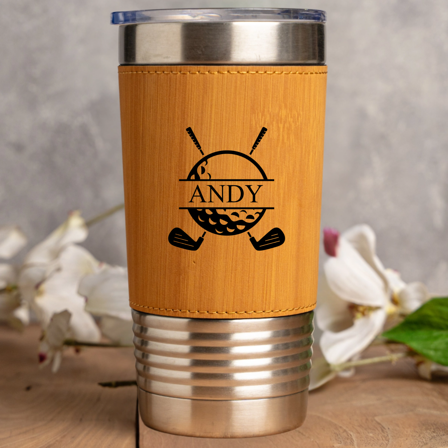Leather wrapped golf tumbler in Teal - bachelor party golf gift