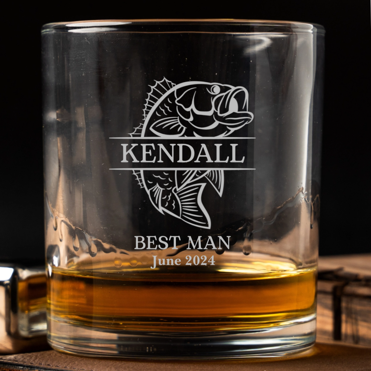 Engraved Gentleman Series lowball whiskey glass best man gift view 2