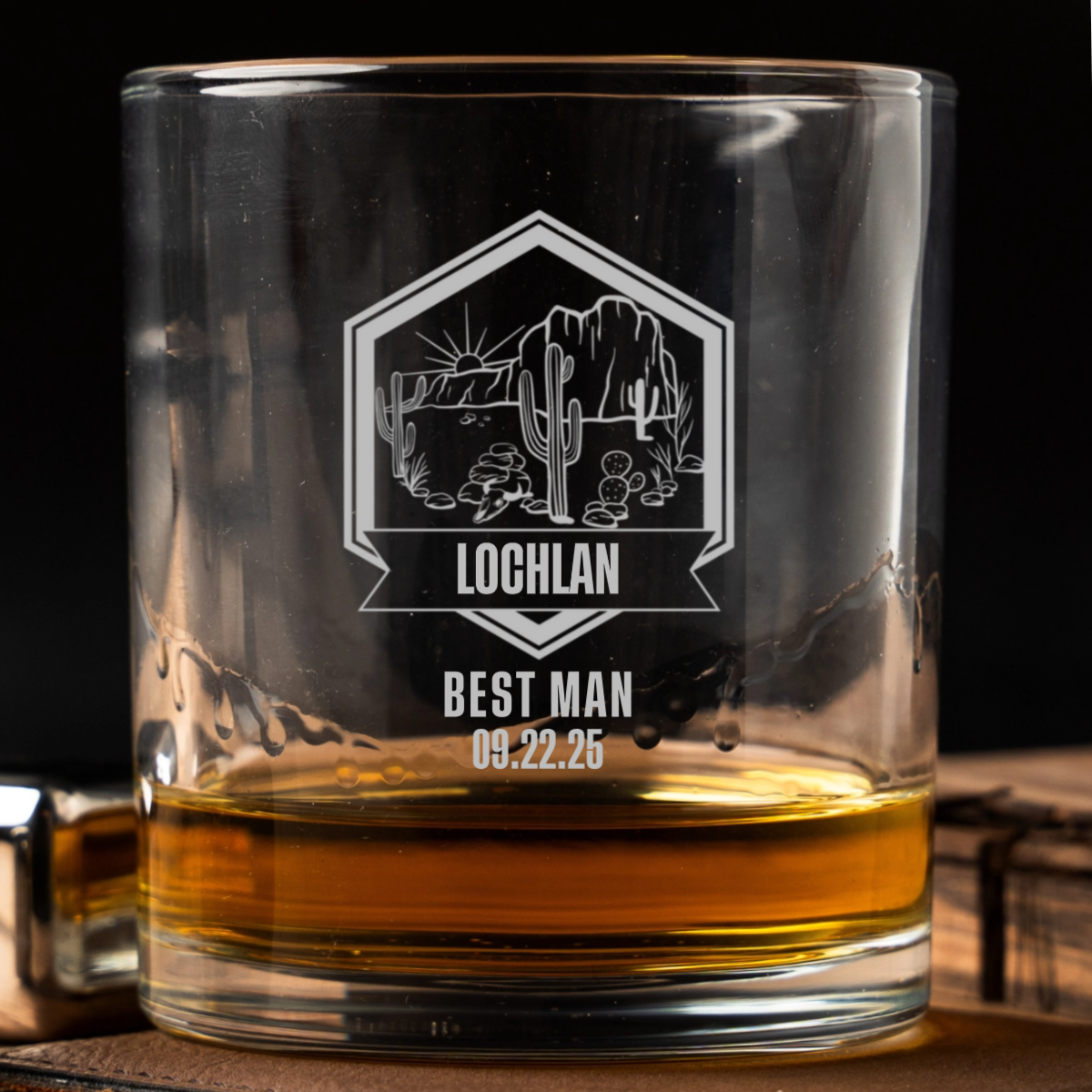 Personalized Gentleman Series lowball whiskey glass groomsmen gift view 4