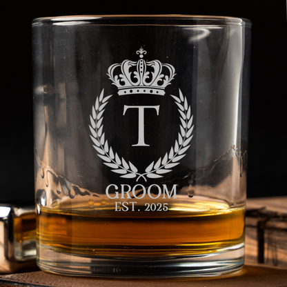 Engraved Gentleman Series whiskey glass custom wedding gift view 5