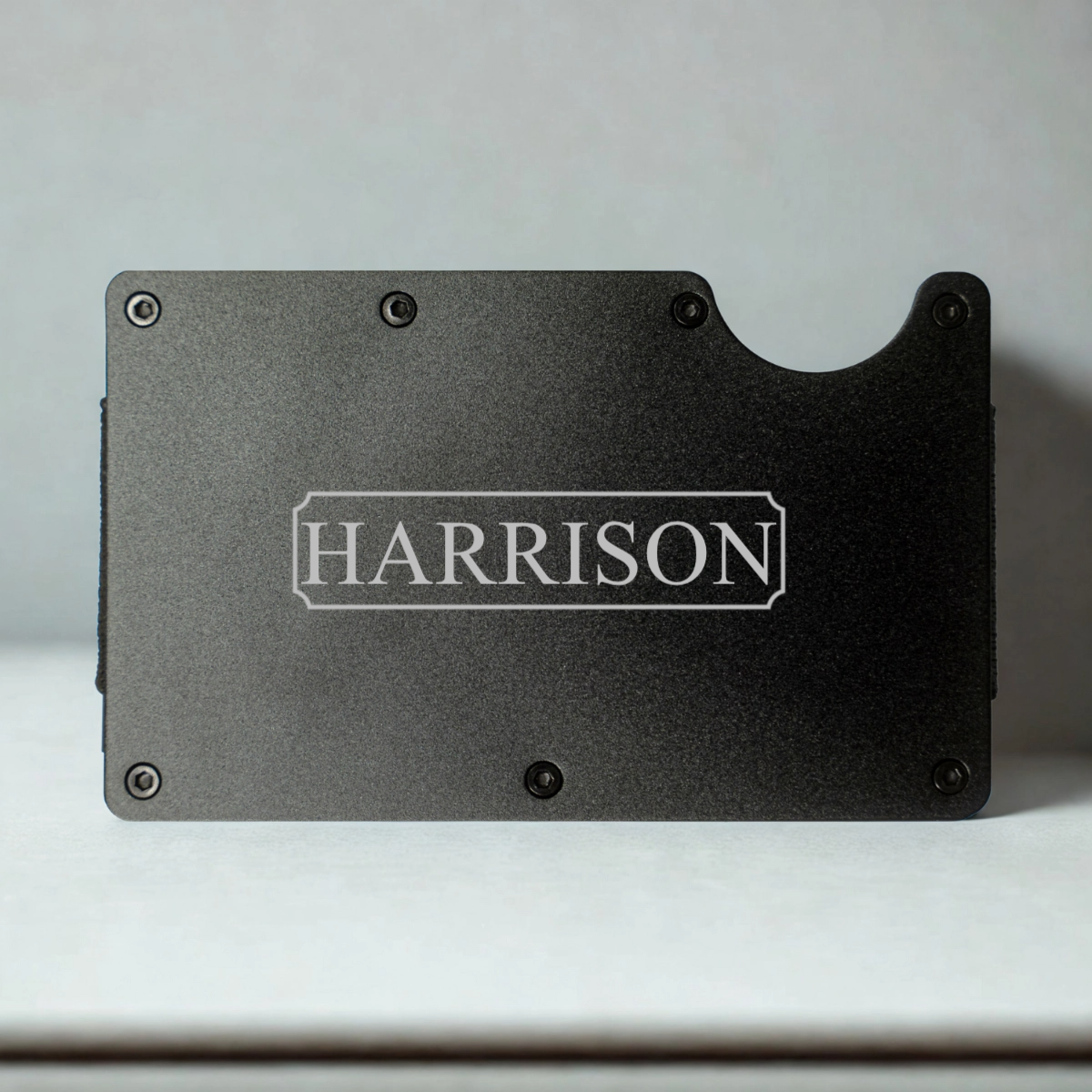 Custom engraved aluminum wallet anniversary gift for him