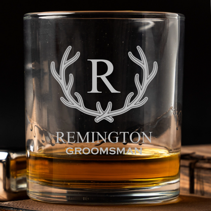 Personalized Lowball Whiskey Glass - Groomsmen
