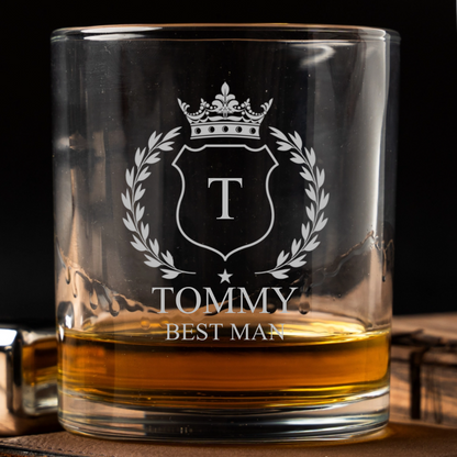 Personalized Lowball Whiskey Glass - Groomsmen