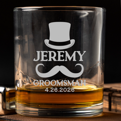 Personalized Lowball Whiskey Glass - Groomsmen