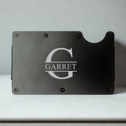 Aluminum card holder with clip personalized engraving for groomsmen