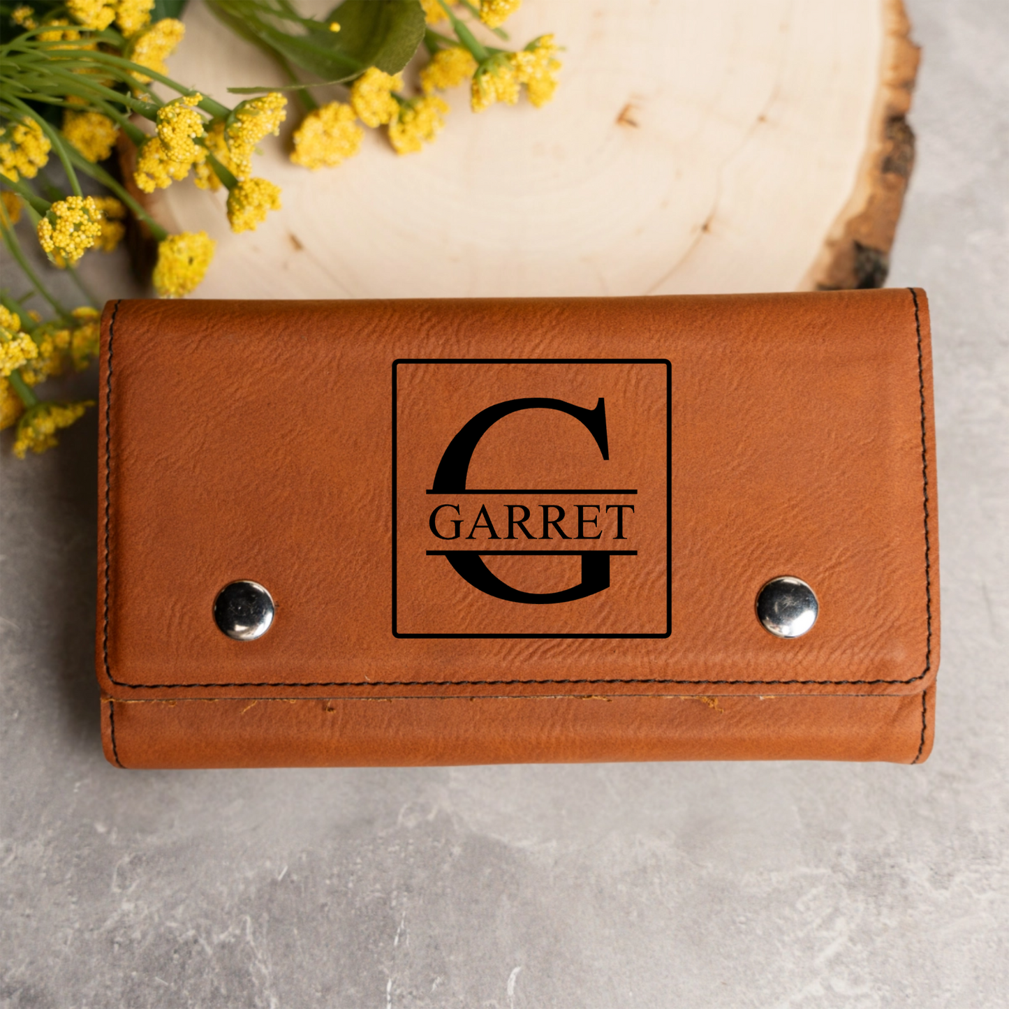 Card and dice case with initials - stocking stuffer for men
