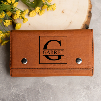 Card and dice case with initials - stocking stuffer for men