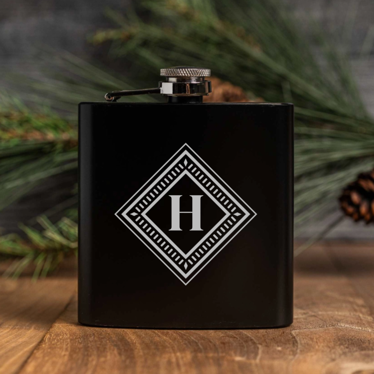 Engraved Black Powder Coated Flasks - Reserve Collection