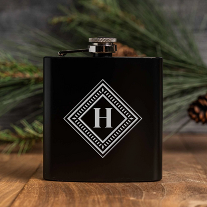 Engraved Black Powder Coated Flasks - Reserve Collection