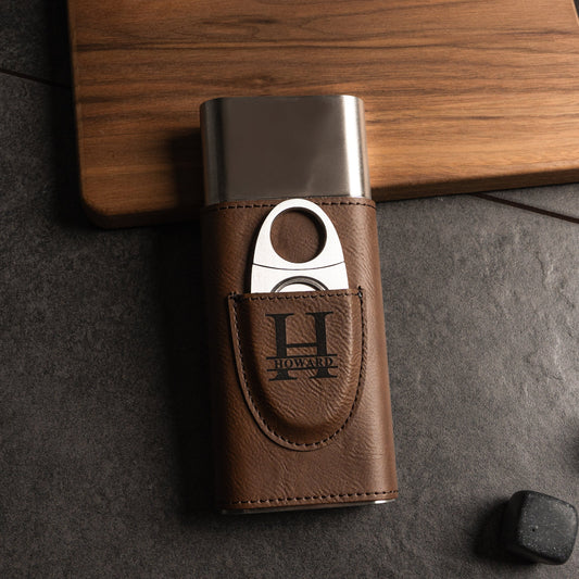 Custom Brown Cigar Case - personalized groomsmen gift