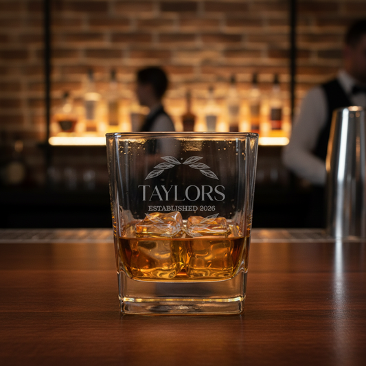 Engraved Square Whiskey Glass Reserve Collection - personalized groomsmen gift