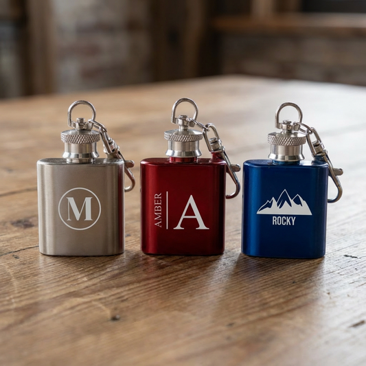 Engraved Keychain Flasks - personalized groomsmen gift