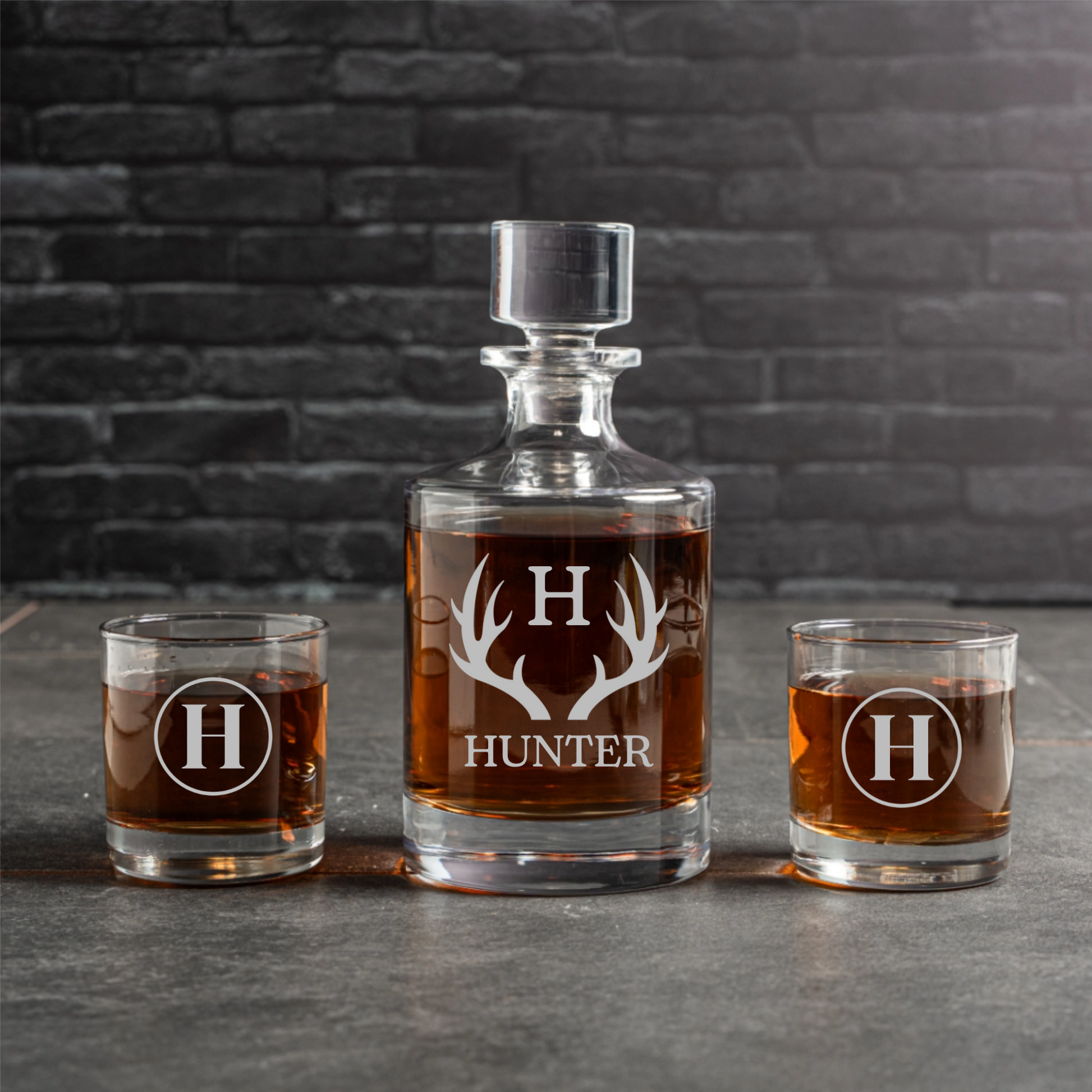 Engraved Barrel Decanter Set - personalized groomsmen gift